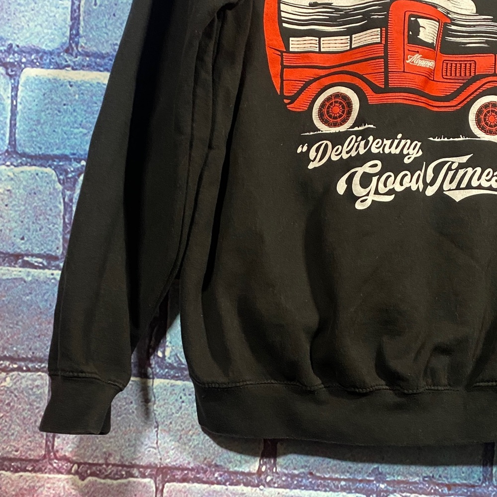 Just Hoods XL Black Graphic Hoodie Delivering Good Times Pullover Sweatshirt - Picture 8 of 15